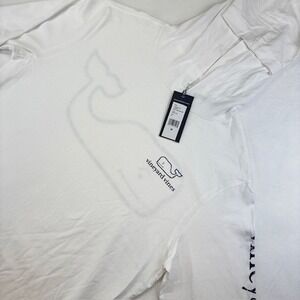 Vineyard Vines Men's Medium White Cap Hoodie T-Shirt Long Sleeve Whale Logo New‎
